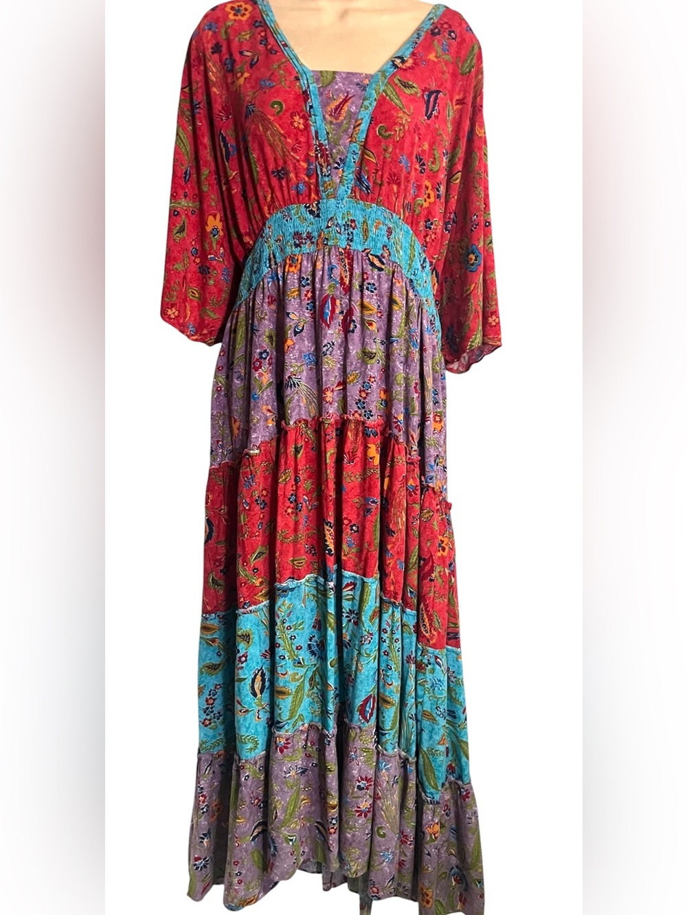 Avenue Plus Size Daisy Boho Tiered Maxi Dress Sz 26/28 - Picture 5 of 14
